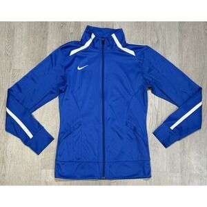 Vintage Nike Track Jacket Women's Size Small Blue White Striped Full Zip Y2K